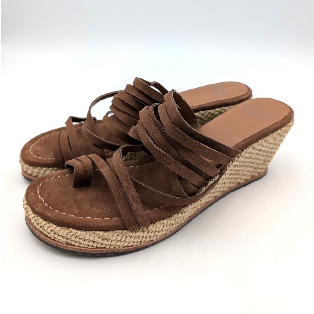 Donald Pliner Platform Wedge Heel Sandals Women's Toast Size US11M EU42